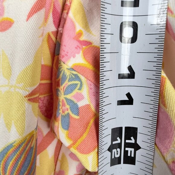 Talbots 12 Perfect Crop Pants Fruit & Flowers Pink Orange Button Cuffs Tropical - Picture 14 of 16